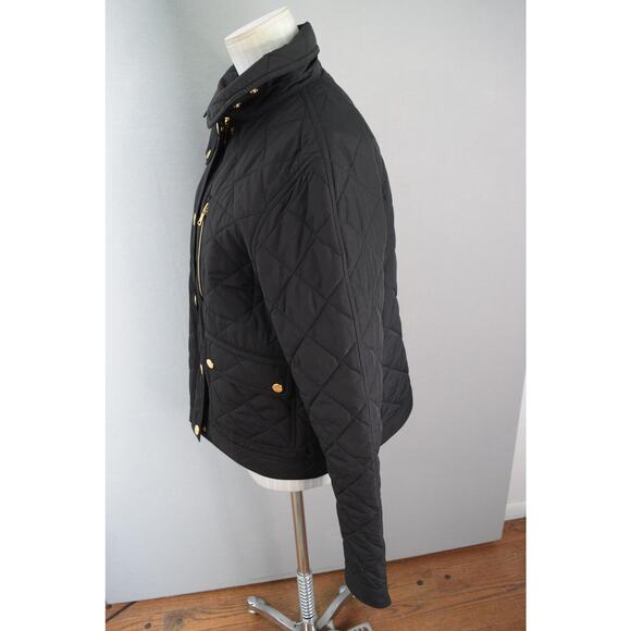 Lauren Ralph Lauren Jacket Womens Large Black Quilted Gold Button Equestrian - Picture 2 of 5